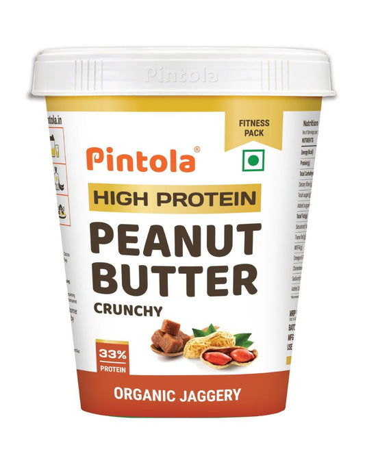 Pintola High Protein Organic Jaggery Peanut Butter Crunchy 510g